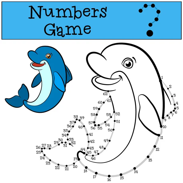 Juegos educativos para niños: Números juego con contorno. Pequeño cu — Vector de stock