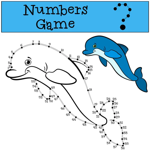 Juegos educativos para niños: Números juego con contorno. Pequeño cu — Vector de stock