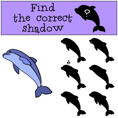 Çocuk Oyunları: doğru gölge bulmak. Sevimli küçük yunus SMI