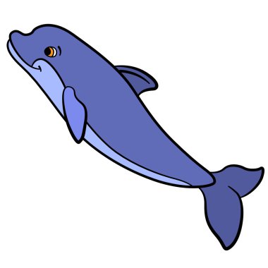 Çocuklar için karikatür hayvanlar. Küçük sevimli yunus atlar.