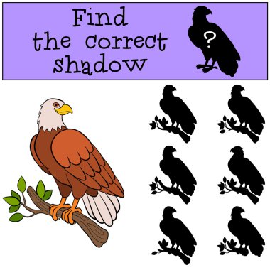 Çocuk Oyunları: doğru gölge bulmak. Şirin kel kartal oturur