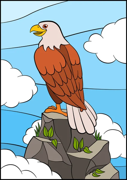 子供のための野生の鳥の漫画 イーグル かわいいイーグル座っている笑顔 ストックベクター C Ya Mayka 子供のための野生の鳥の漫画 イーグル かわいいイーグル座っている笑顔 ストックベクター C Ya Mayka