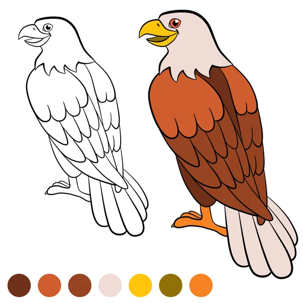 Página para colorear. Color me: águila. Lindo águila se sienta y sonríe . — Archivo Imágenes Vectoriales