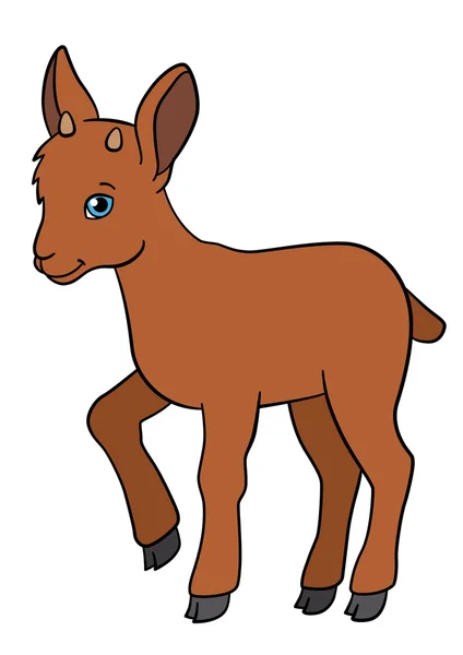 Kreskówka zwierząt. Little cute baby ibex uśmiechy. — Wektor stockowy