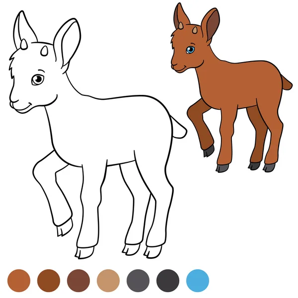 Kolor mnie: ibex. Little cute baby ibex uśmiechy. — Wektor stockowy