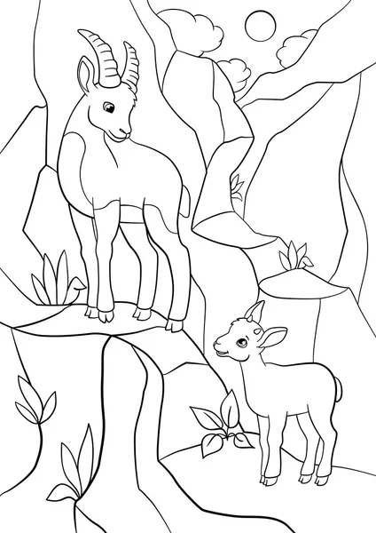 Página para colorear de dibujos animados de cabra vector, gráfico