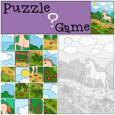 Eğitim oyun çocuklar için. Bulmaca. Küçük sevimli yavru.