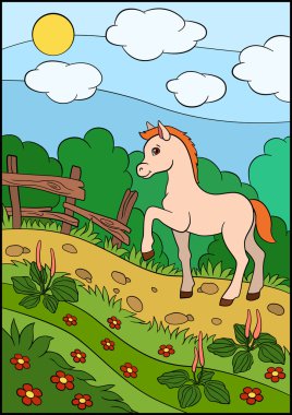 Çizgi film çiftlik hayvanları. Küçük sevimli yavru.