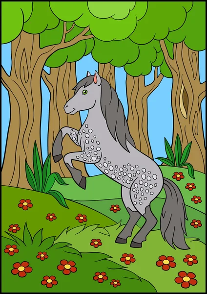 卡通农场动物。美丽的马. — 图库矢量图片