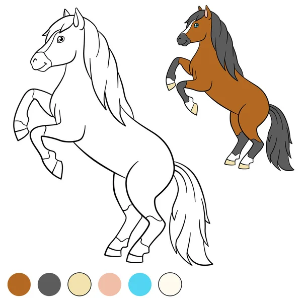 Página para colorear. Color me: caballo. Hermoso caballo . — Vector de stock