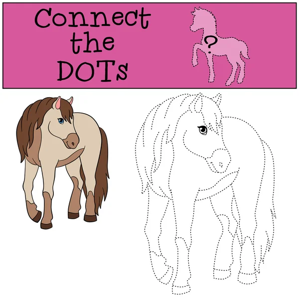 Lernspiele für Kinder: Verbinden Sie die Punkte. Niedliches Pferd. — Stockvektor