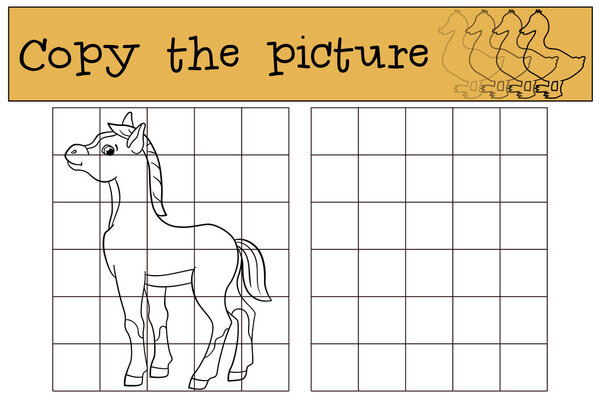 Детские игры: Скопировать картину. Маленький милый жеребенок
.