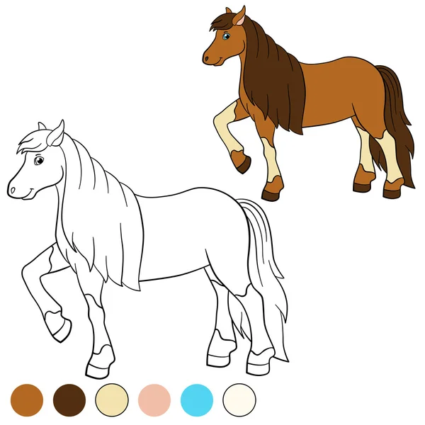 Coloring page. Color me: horse. Cute horse. — Stock Vector