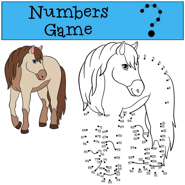 Jogo de Educational games: Numbers. Bonito cavalo. . — Vetor de Stock