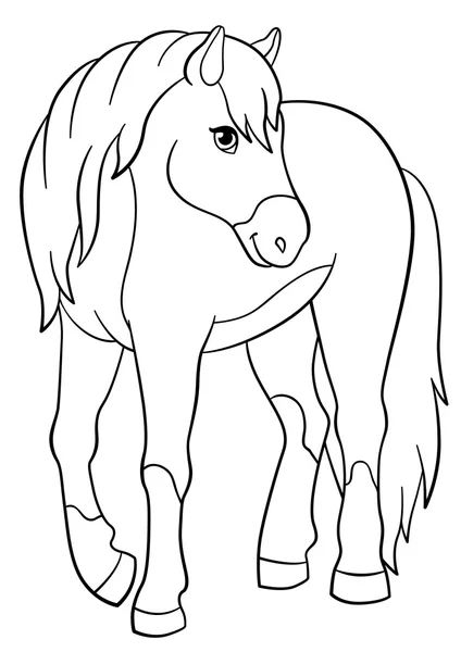 Coloring pages. Farm animals. Cute horse. — Stock Vector