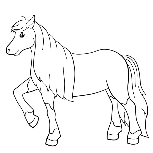 Окраска страниц. Фермерские животные. Симпатичная лошадь . — стоковый вектор