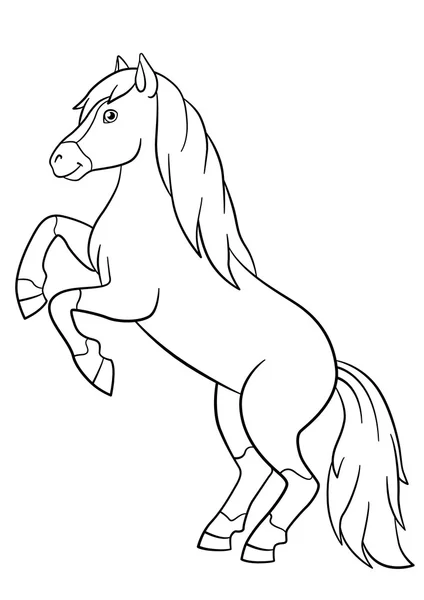 Coloring pages. Farm animals. Beautiful horse. — Stock Vector