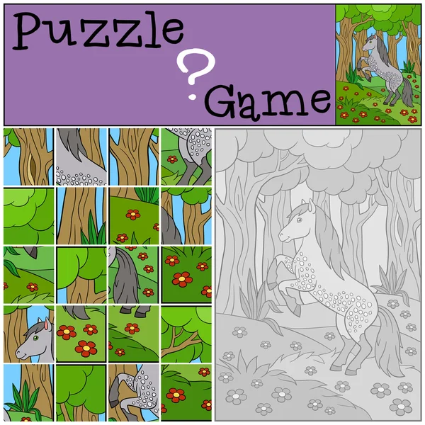 Jeux éducatifs pour les enfants. Puzzle. Mignon cheval . — Image vectorielle