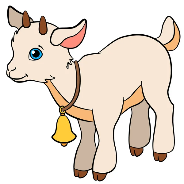 Cartoon farm animals for kids. Little cute baby goat. — Stock Vector