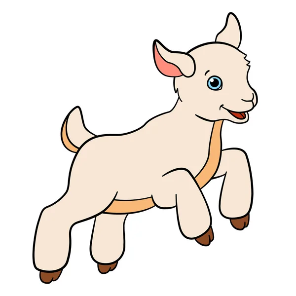 Cartoon landbouwhuisdieren voor kinderen. Kleine schattige baby geit. — Stockvector