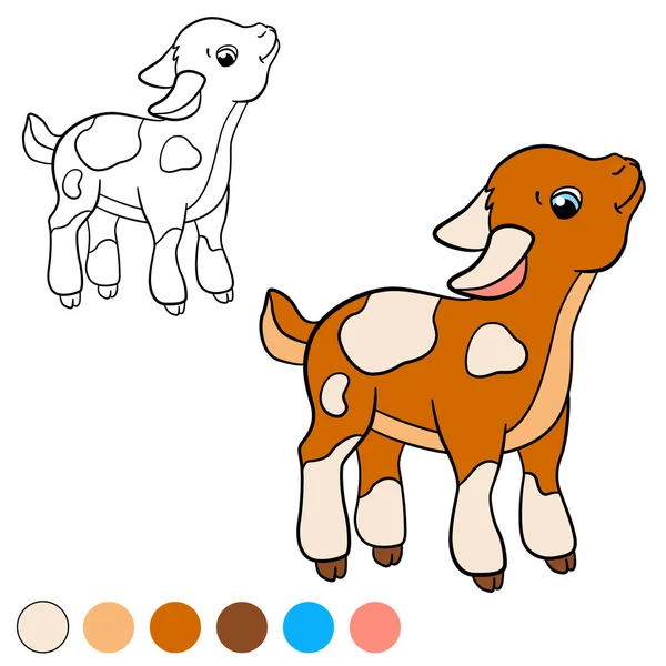 Zbarvení stránky. Barva mi: koza. Roztomilé dítě koza. — Stockový vektor