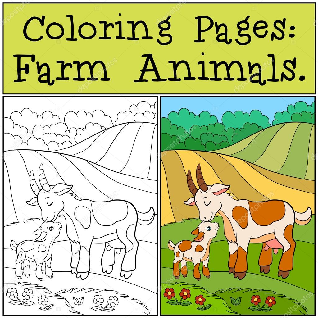 Pictures baby farm animals with their mothers Coloring Pages Farm