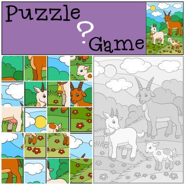 Eğitim oyun çocuklar için. Bulmaca. Keçi aile.