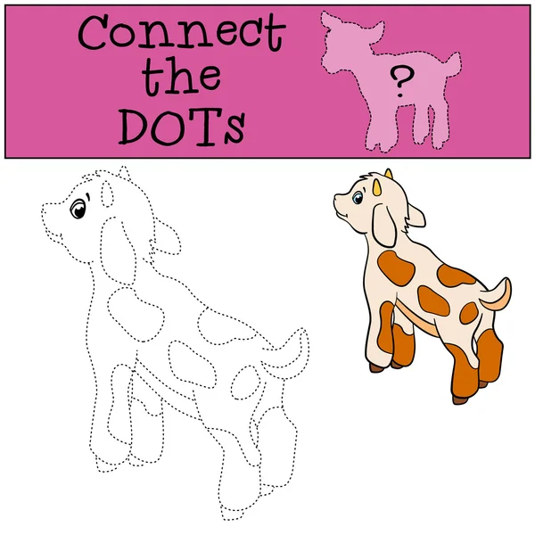 Educative spellen voor jonge geitjes: Verbind de stippen. Kleine schattige geit — Stockvector