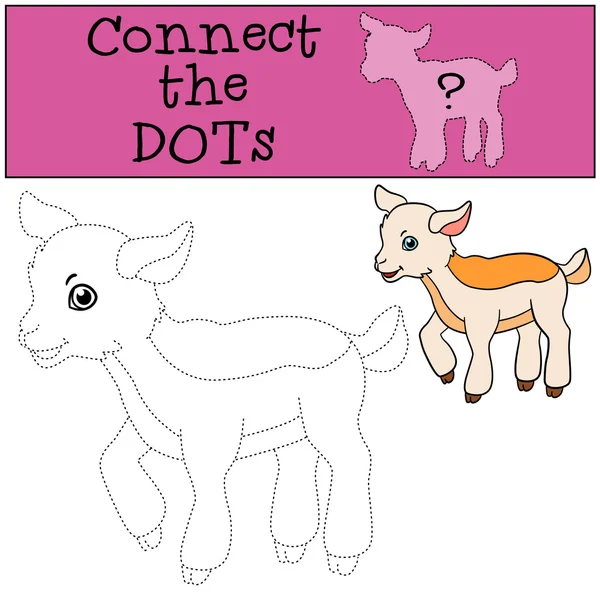 Educational games for kids: Connect the dots. Little cute goat — Stock Vector