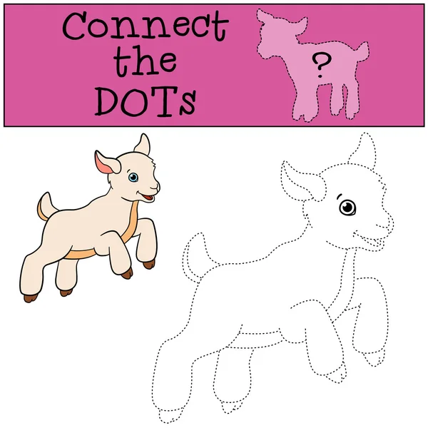 Educative spellen voor jonge geitjes: Verbind de stippen. Kleine schattige geit — Stockvector