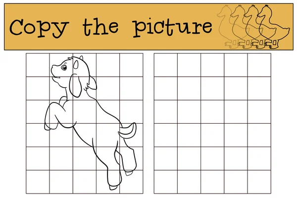 Juegos para niños: Copiar la imagen. Pequeña cabra bebé lindo . — Archivo Imágenes Vectoriales