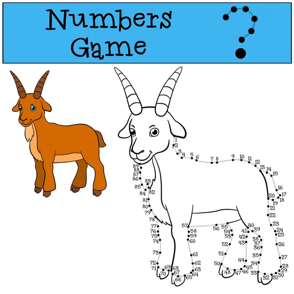 Oktatási játékok gyerekeknek: számok játék kontúr. Aranyos kecske — Stock Vector