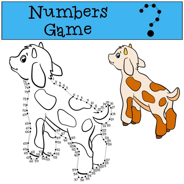 Juegos educativos para niños: Números juego con contorno. Cabra bebé — Vector de stock
