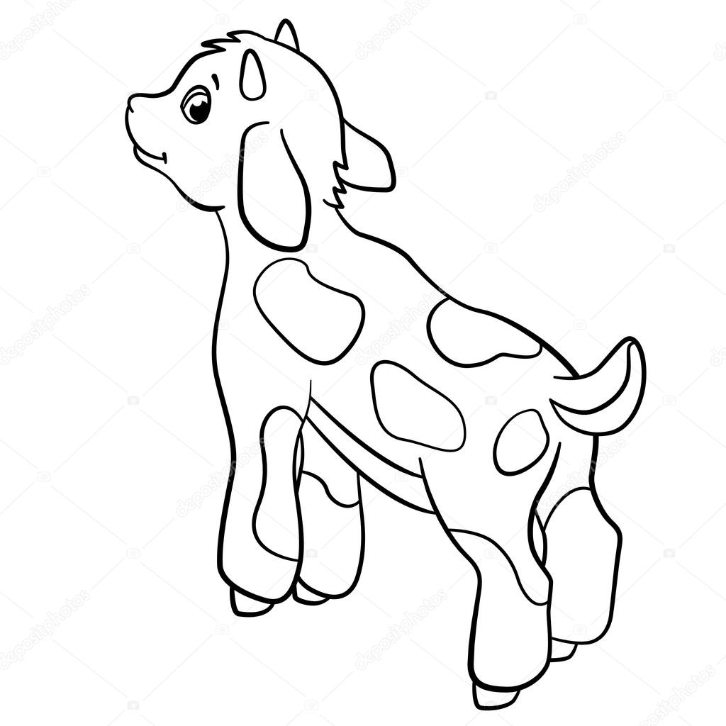 Coloring pages. Farm animals. Little cute goatling. Stock Vector ...