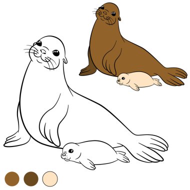 Boyama page renkler. Onun bebek ile anne kürk mühür.