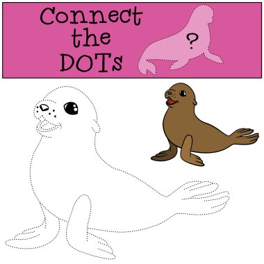 Eğitici bir oyun: noktalar bağlayın. Küçük şirin bebek kürk mühür.