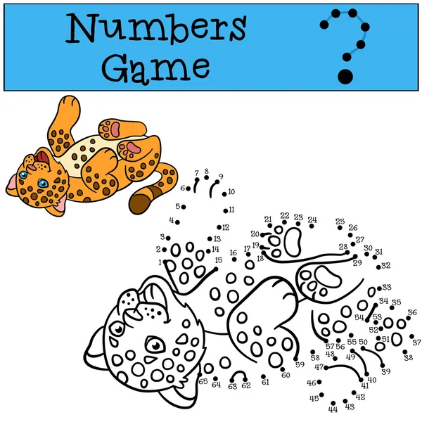 Educational game: Numbers game. Little cute baby jaguar. — Stock Vector