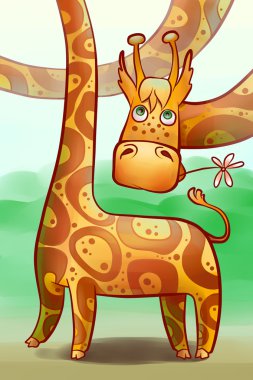 funny longnecked giraffe clipart