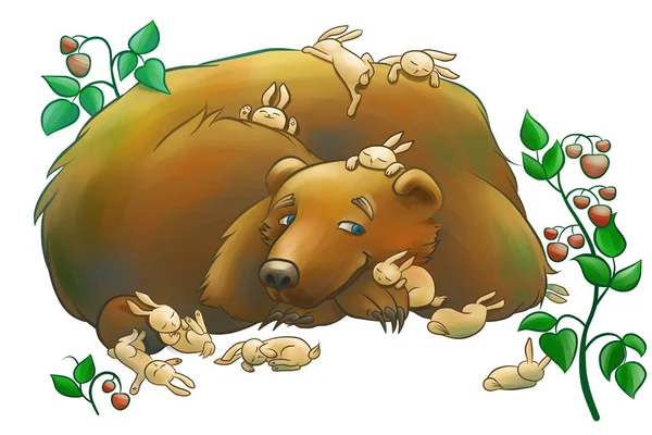 Добрый медведь с маленькими рябчиками — стоковое фото