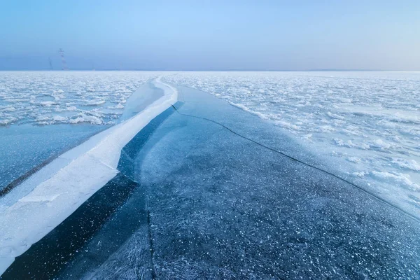 Foto Van Een Bevroren Meer Kalme Lucht Ukraine — Stockfoto