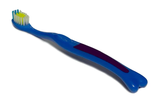 Blue Children Toothbrush Horizontally Angled Isolate — Stock Photo, Image