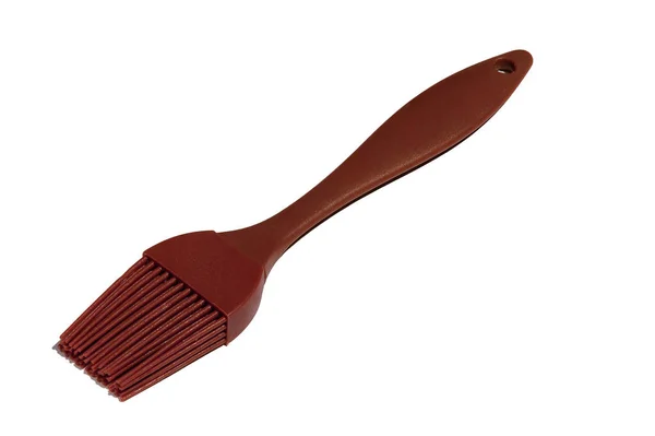 Brown Silicone Culinary Brush Close Isolate White Background — Stock Photo, Image