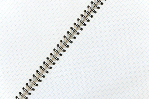 Mockup Open Checkered Notebook Wire Binding Located Diagonally Frame Close — Stock Photo, Image