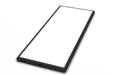 Mockup telefon aygıtı yakın plan dik açı beyaz arkaplan 3d görüntüleme