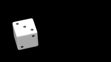 Siyah arkaplanda düşen beyaz zar 3d canlandırması