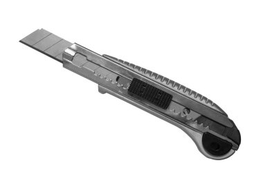 Beyaz arka planda izole edilmiş yakın plan onarım bıçağı