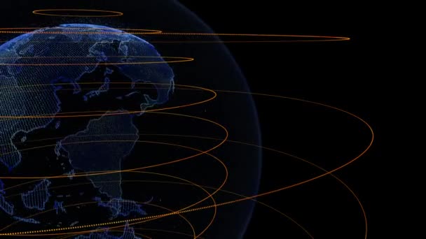 Animação Terra Feita Partículas Azuis Gira Torno Seu Eixo 360 — Vídeo de Stock