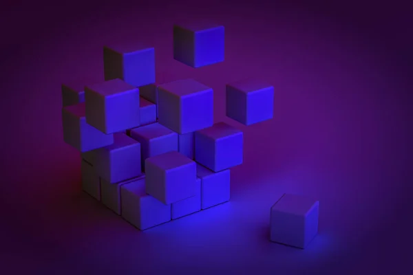 3D从立方体绘制几何抽象数据库背景 — 图库照片