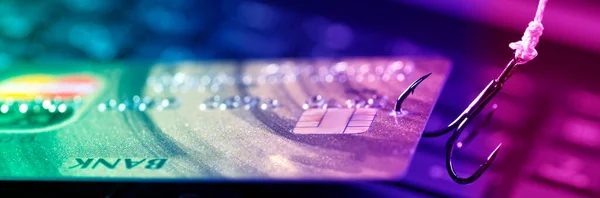 Internetbedrägeri Med Hjälp Datateknik Stöld Pengar Internet Stöld Kreditkortsuppgifter Kreditkort — Stockfoto