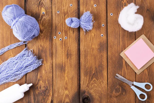How Make Cute Thread Bird Decoration Children Art Project Diy — Stock Photo, Image